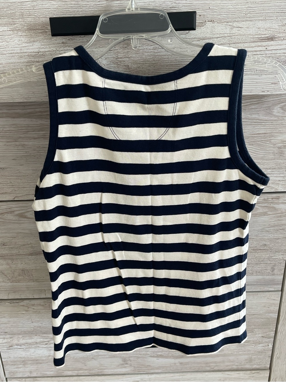 Liz Claiborne Navy and White Striped Tank Top nautical summer petite medium - Picture 4 of 8